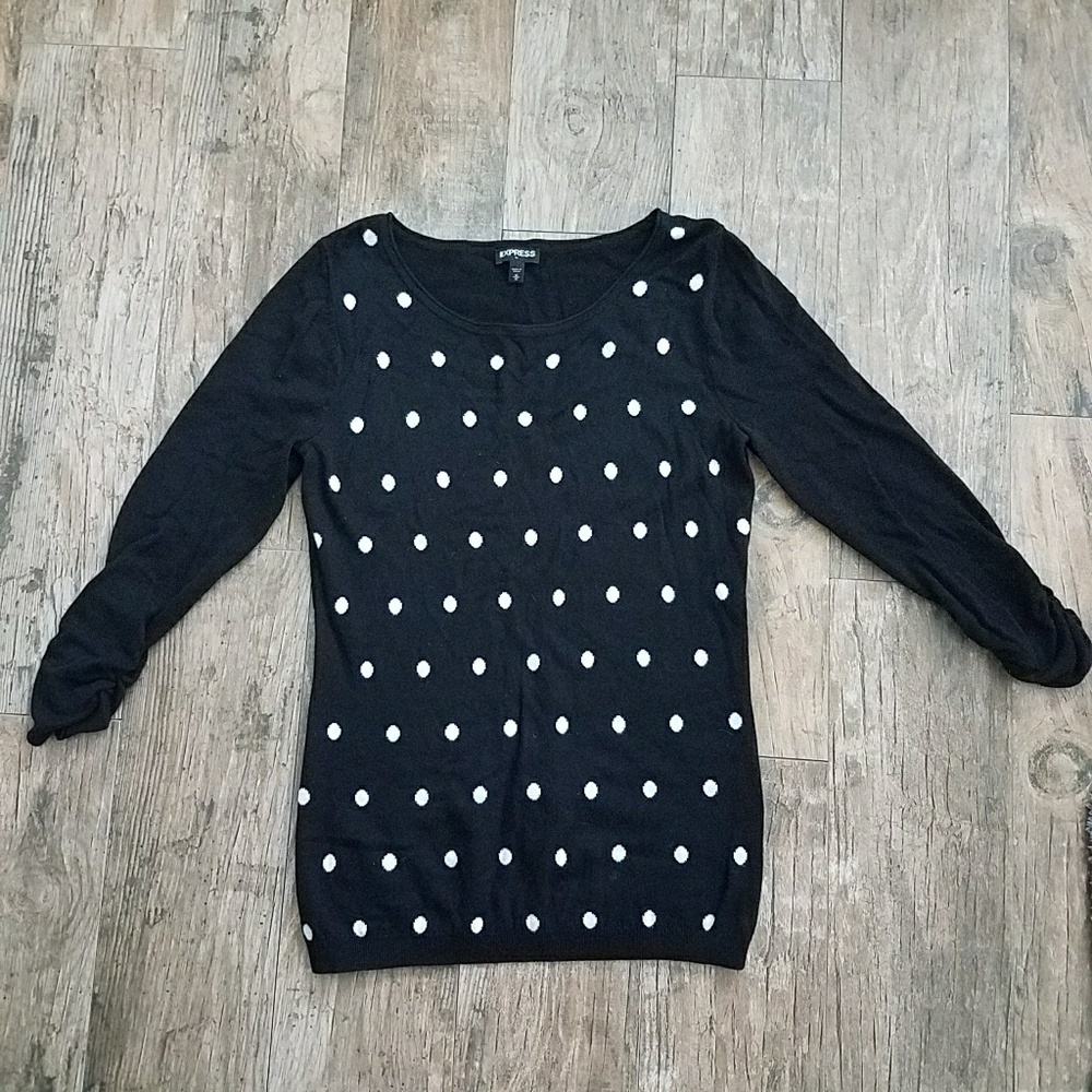 Express Black & White Polka Dot Sweater